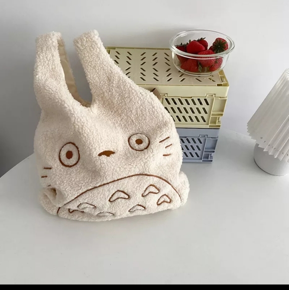 Cozy My Neighbor Totoro Studio Ghibli Sherpa Fluffy Tote Bag - Picture 3 of 6